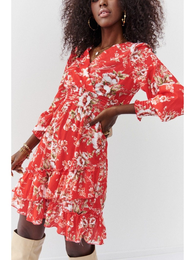 Rochie aerisita cu imprimeu floral, albastru floarea de colt FG637 - Magazin online - Boutique